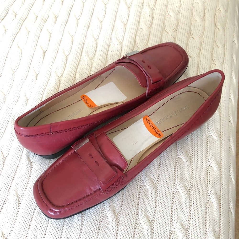 NWT Enzo Angiolini Red Leather Loafers